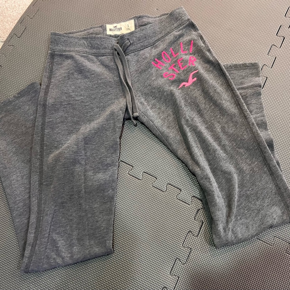 Hollister Charcoal Joggers with Pink Logo